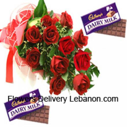 12 Beautiful Red Roses with Cadbury Chocolates