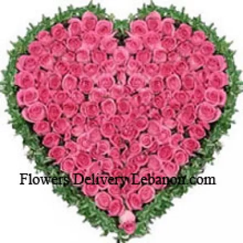 Heart Shaped Arrangement Of 100 Pink Roses