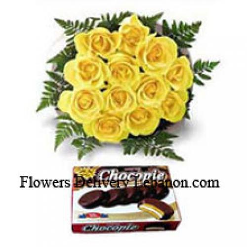 12 Beautiful Yellow Roses with Chocolate Box