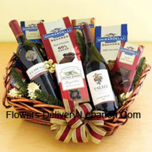 2 Red Wines and Assorted Chocolate Basket